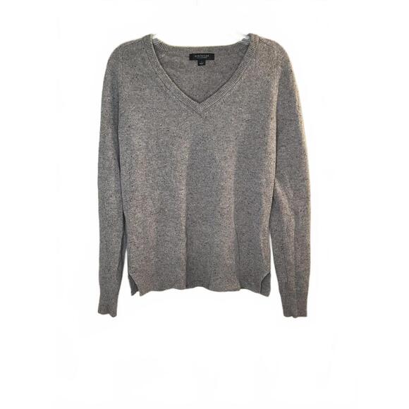 Ann Taylor Women's 100% Cashmere Neutral V-Neck Sweater, Size Small - Picture 1 of 8